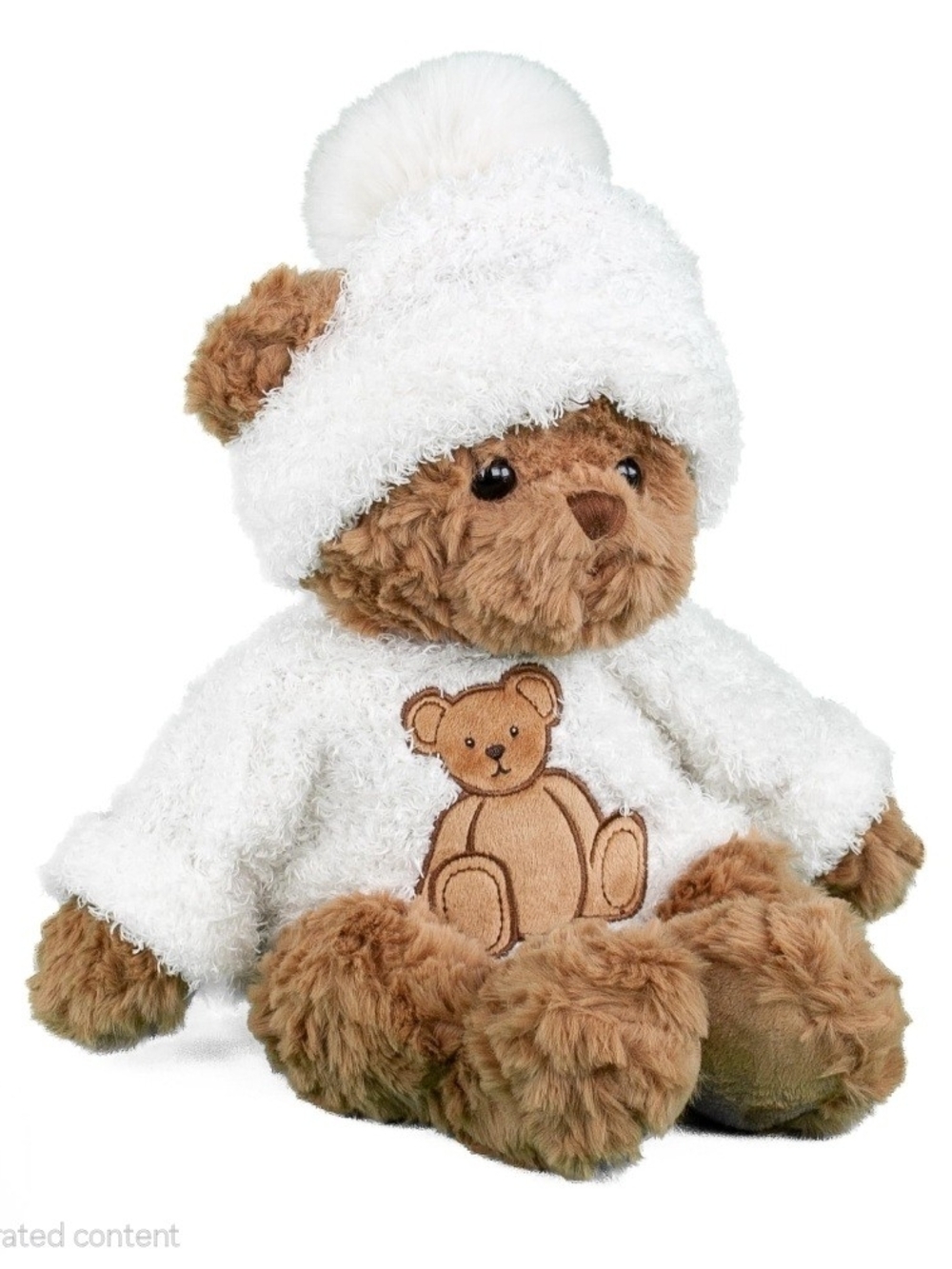 HUNTER Brown Teddy Bear Plush with White Hat & Sweater - Soft Cuddly Toy